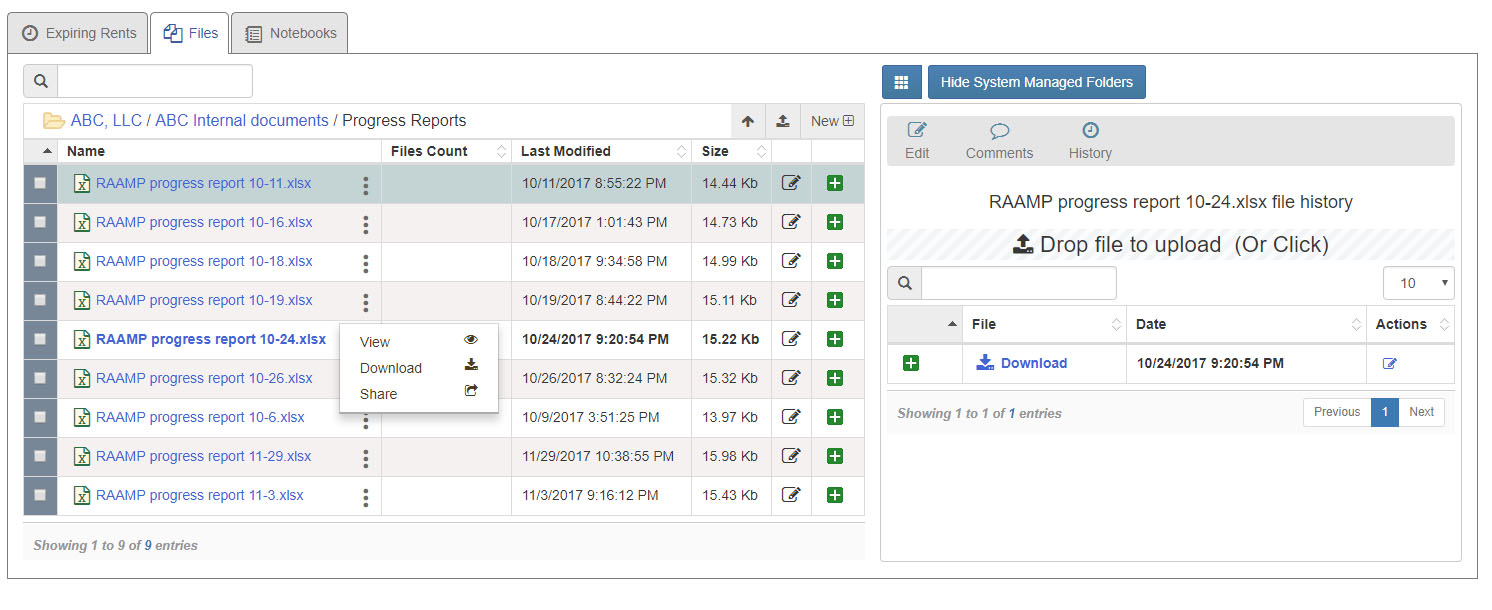 RAAMP file management workflow
